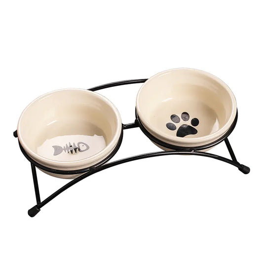 Conjunto elegante de tigelas de ferro para animais de estimação